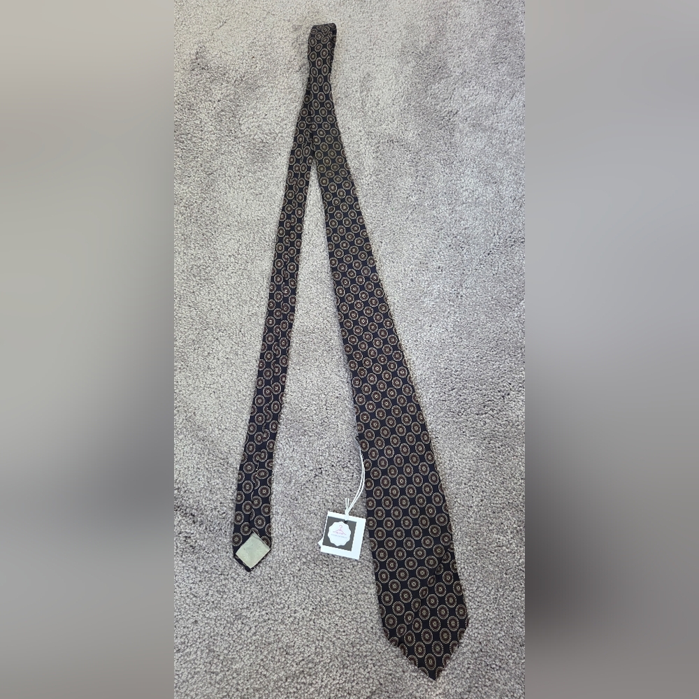 Oscar De La Renta Elegant Black and Gold Patterned Men's Tie